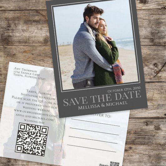 Moderne Calligrafie Script Twee Foto Eenvoudige QR Briefkaart