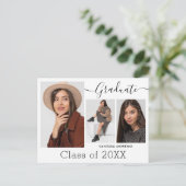 Moderne Calligrafie Script White 3 Photo Afstudere Briefkaart (Staand voorkant)