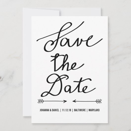Moderne Calligrafie-scriptweduwen slaan de datum o Save The Date (Voorkant)