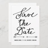 Moderne Calligrafie-scriptweduwen slaan de datum o Save The Date (Voorkant / Achterkant)