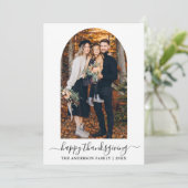 Moderne Calligrafie Thanksgiving fotografie Feestdagenkaart (Staand voorkant)
