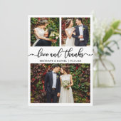 Moderne Calligrafie Weddenschap 3 Foto Collage Bedankkaart (Staand voorkant)