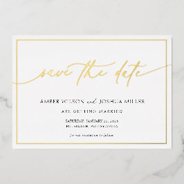 Moderne Calligrafie Weddenschap Opslaan Datum Folie Uitnodiging