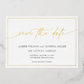 Moderne Calligrafie Weddenschap Opslaan Datum Folie Uitnodiging (Voorkant)