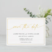 Moderne Calligrafie Weddenschap Opslaan Datum Folie Uitnodiging (Staand Voorkant)