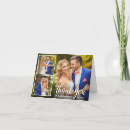 Moderne Calligrafie Wedding 3 Foto Collage Note Bedankkaart