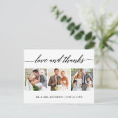 Moderne Calligrafie Wedding 3 Foto's en Bedankt Briefkaart (Staand voorkant)