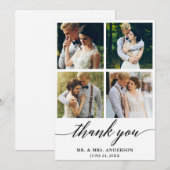Moderne Calligrafie Wedding 4 Foto Bedankkaart (Voorkant / Achterkant)