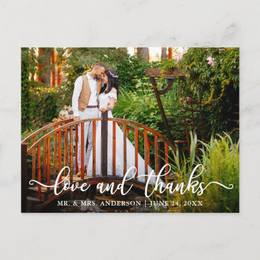 Moderne Calligrafie Wedding Love and Bedankt Briefkaart (Voorkant)