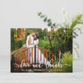 Moderne Calligrafie Wedding Love and Bedankt Foto (Staand voorkant)