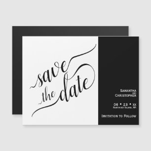 Moderne Calligrafie White Wedding Save the Date Magnetische Uitnodiging