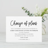 Moderne calligrafie wijziging van plannen trouwupd kaart (Staand voorkant)