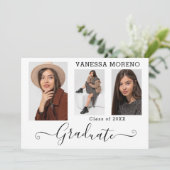 Moderne Calligrafiescript 3 het Witte Afstuderen v Aankondiging (Staand voorkant)