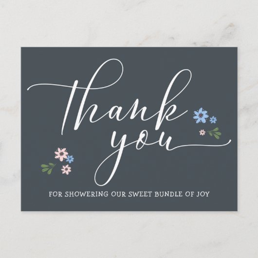 Moderne Calligraphy Baby Shower Bedankje Briefkaart (Voorkant)