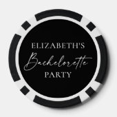 Moderne Calligraphy Bachelorette Party Zwart Poker Chips (Achterkant)