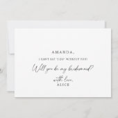 Moderne Calligraphy Bruidsmeisje Voorstel Kaart (Achterkant)