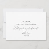 Moderne Calligraphy Bruidsmeisje Voorstel Kaart (Achterkant)