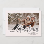 Moderne Calligraphy Familie Kerst Foto Feestdagenkaart (Voorkant)