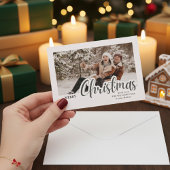 Moderne Calligraphy Familie Kerst Foto Feestdagenkaart