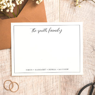 Moderne Calligraphy Familie Rand Briefpapier Notitiekaartje