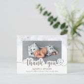 Moderne Calligraphy Foto Baby Jongen Bedankt  Briefkaart (Staand voorkant)