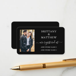 Moderne Calligraphy Foto Trouwregister Zwart Informatiekaartje