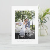 Moderne Calligraphy Foto's Trouwen Bedankkaart (Staand voorkant)