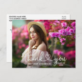 Moderne Calligraphy Hart Afstudeer Bedankt Briefkaart (Voorkant / Achterkant)