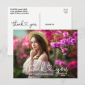 Moderne Calligraphy Hart Afstudeer Dankjewel Briefkaart (Voorkant / Achterkant)