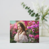 Moderne Calligraphy Hart Afstudeer Dankjewel Briefkaart (Staand voorkant)