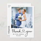 Moderne Calligraphy Hart Dank U Huwelijk Briefkaart (Voorkant / Achterkant)