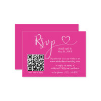 Moderne Calligraphy Hart Trouw QR RSVP Heet Roze