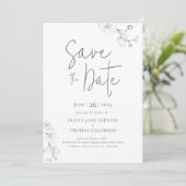 Moderne Calligraphy Orchideeën Trouwkaart Save the Kaart (Staand voorkant)