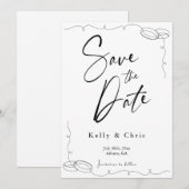 Moderne Calligraphy Platte Save The Date Kaart (Voorkant / Achterkant)