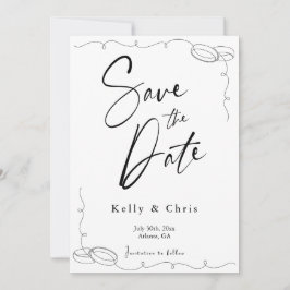 Moderne Calligraphy Platte Save The Date Kaart