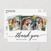 Moderne Calligraphy Schrift 3 Foto Bedankt Briefkaart (Voorkant / Achterkant)