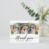 Moderne Calligraphy Schrift 3 Foto Bedankt Briefkaart (Staand voorkant)