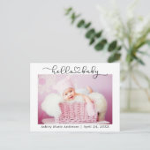 Moderne Calligraphy Script Hart Hallo Baby Briefkaart (Staand voorkant)