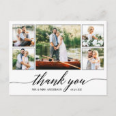 Moderne Calligraphy Trouw 5 Foto Dankjewel Briefkaart (Voorkant)