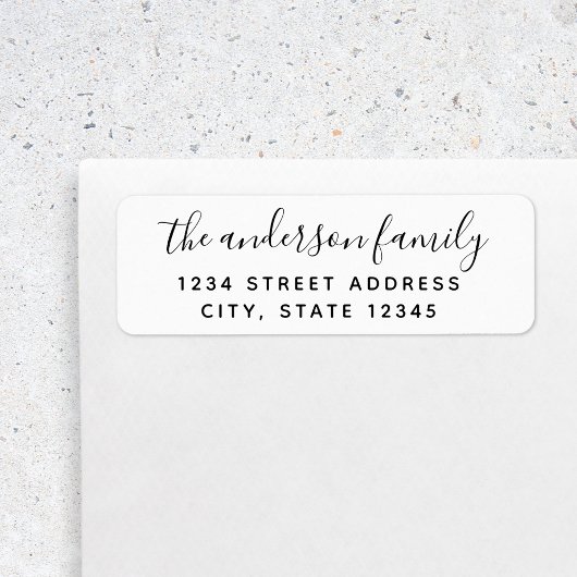Moderne Calligray Familienaam Return Address Label