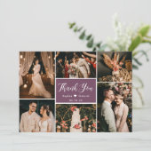 Moderne Callygraphy 6 Photo Collage Wedding Bedankkaart (Staand voorkant)
