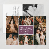 Moderne Callygraphy 6 Photo Collage Wedding Bedankkaart (Voorkant / Achterkant)
