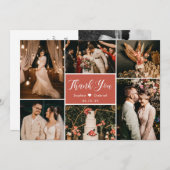 Moderne Callygraphy 6 Photo Collage Wedding Bedankkaart (Voorkant / Achterkant)