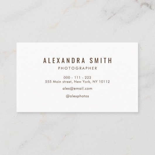 Moderne camera neon wit script fotografie visitekaartje (Achterkant)