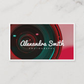 Moderne camera neon wit script fotografie visitekaartje (Voorkant)