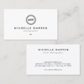 Moderne cameralens Initialen Logo B/W Fotograaf Visitekaartje (Voorkant / Achterkant)