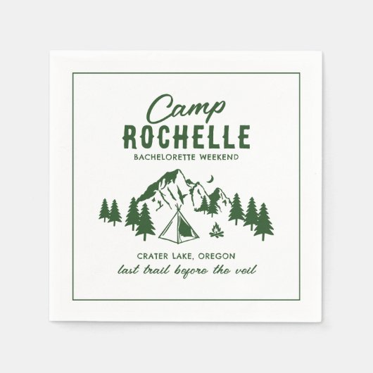 Moderne Camping Afscheid Van Het Jonggezellenleven Servet (Voorkant)