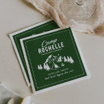 Moderne Camping Bachelorette Party Servet<br><div class="desc">Moderne campingservetten voor vrijgezellenfeesten met een tekening van een camping met bergen,  bomen,  een houtvuur,  een tent en een gemakkelijk te personaliseren tekst-sjabloon.</div>