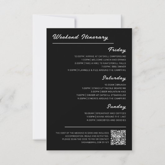 Moderne Camping Bachelorette reisweekend Kaart (Achterkant)