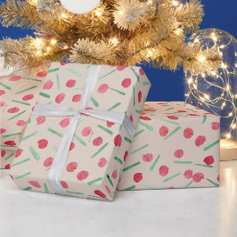 Moderne Candy Cane Rood En Groen Boho Chic Cadeaupapier